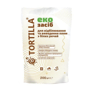 Засіб Tortilla Eco для відбілювання та виведення плям з білих речей 200 г