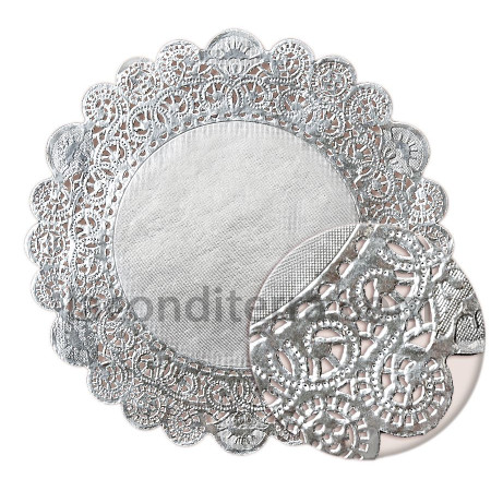 Ажурные бумажные салфетки круглые MSS (серебро) 41см 50шт